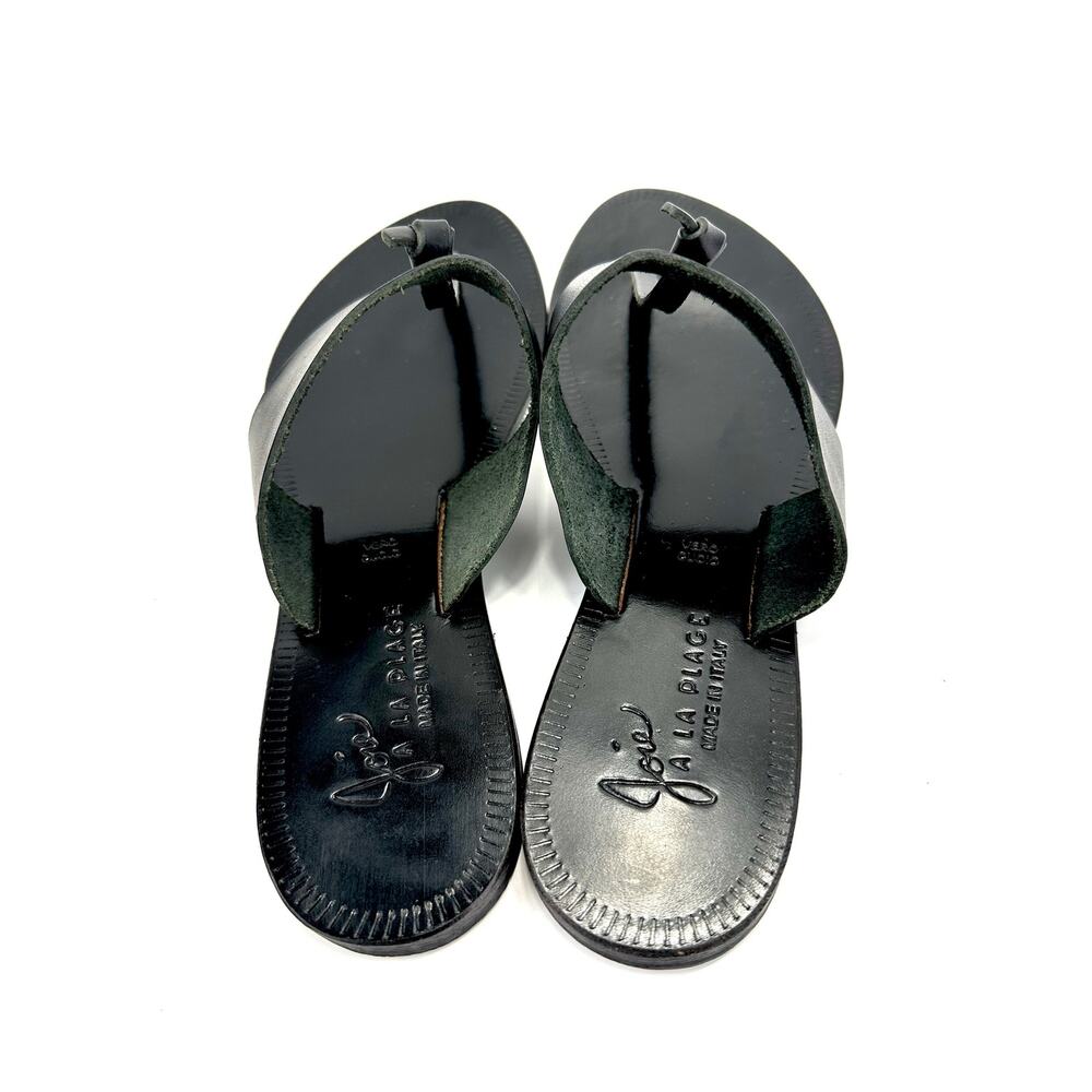 Joie A La Plage Women Flat Sandal Size 9/39 Black Leather Thong-Toe Flip Flops - Picture 8 of 13